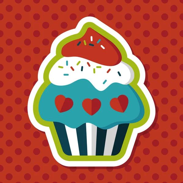 Dia dos Namorados cupcake ícone plano com sombra longa, eps10 — Vetor de Stock