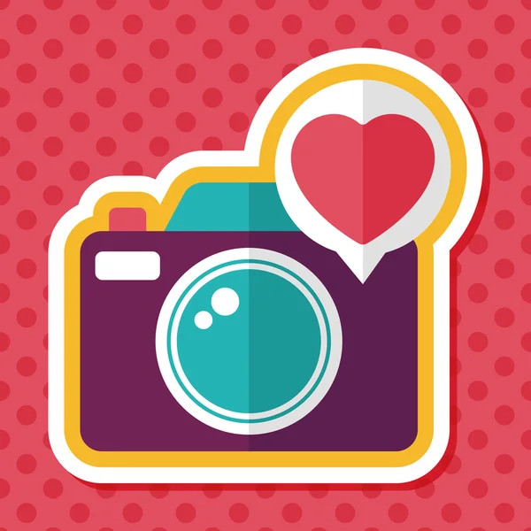 Valentine's Day photo camera flat icon with long shadow,eps10 — Stock Vector