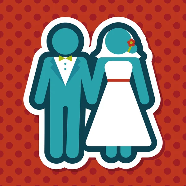 Wedding couple flat icon with long shadow,eps10 — Stock Vector
