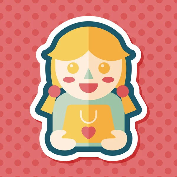 Shopping girl and present flat icon with long shadow, eps10 — стоковый вектор