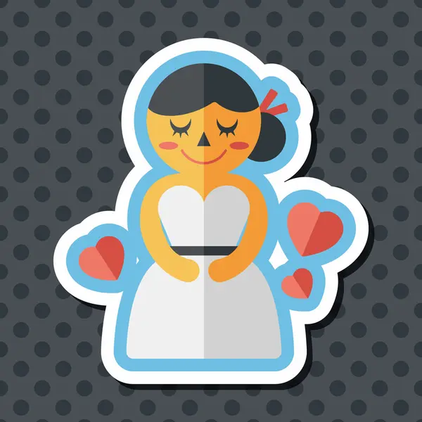 Novia de boda icono plano con sombra larga, eps10 — Vector de stock