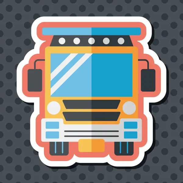 Transportation school bus flat icon with long shadow,eps10 — Stock Vector
