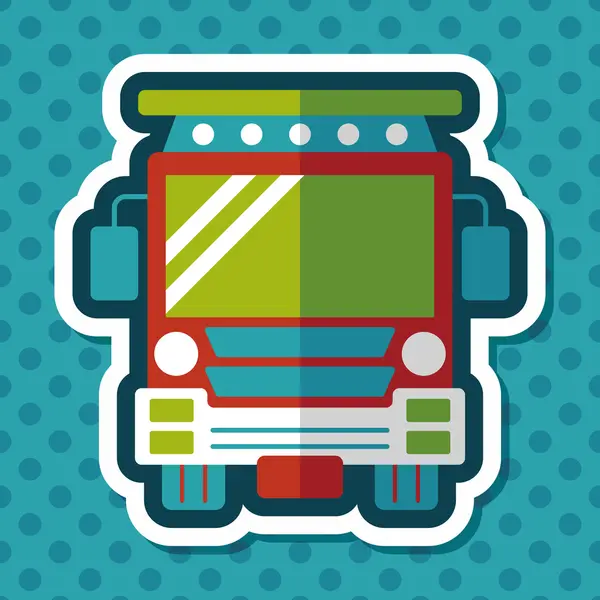 긴 그림자, eps10와 교통 학교 버스 플랫 아이콘 — 스톡 벡터