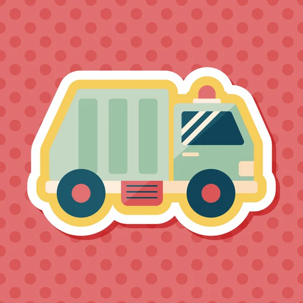 Transporte Camión de basura icono plano con sombra larga, eps10 — Vector de stock