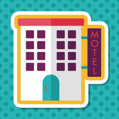 Bina motel düz simgesi ile uzun gölge, eps10