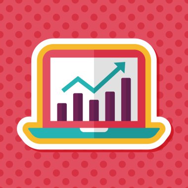 iş grafik düz simgesini uzun gölge, eps10 ile