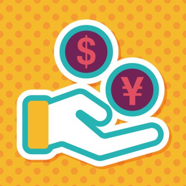 Döviz Alım Satım düz simgesi ile uzun gölge, eps10