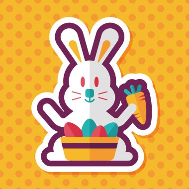 Paskalya tavşanı düz simgesi ile uzun gölge, eps10