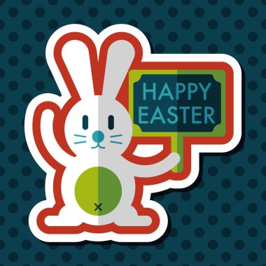 Paskalya tavşanı düz simgesi ile uzun gölge, eps10