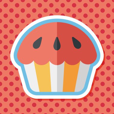 cupcake düz simgesi ile uzun gölge, eps10