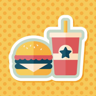 Uzun Gölge, eps10 düz simgesiyle hamburger ve soda