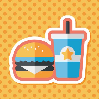 Uzun Gölge, eps10 düz simgesiyle hamburger ve soda