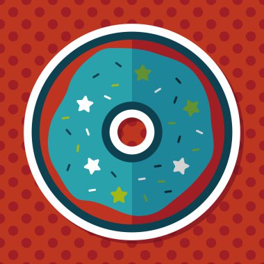 Donut düz simgesi ile uzun gölge, eps10