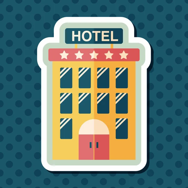 Building hotel flat icon with long shadow, eps10 — стоковый вектор