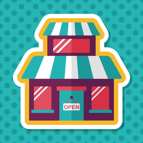 Building shop store flat icon with long shadow, eps10 — стоковый вектор