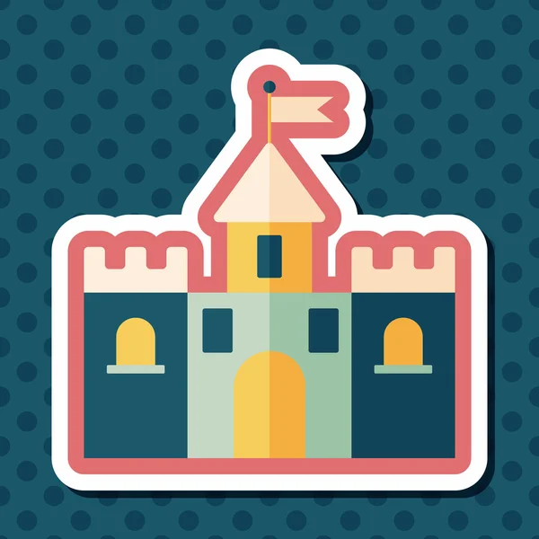 Edificio castillo icono plano con sombra larga, eps10 — Vector de stock