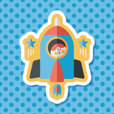 Uzay roket ve astronot uzun gölge, eps10 düz simgesi