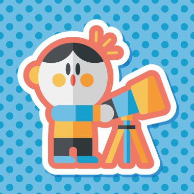 Alan çocuk ve teleskop uzun gölge, eps10 düz simgesi