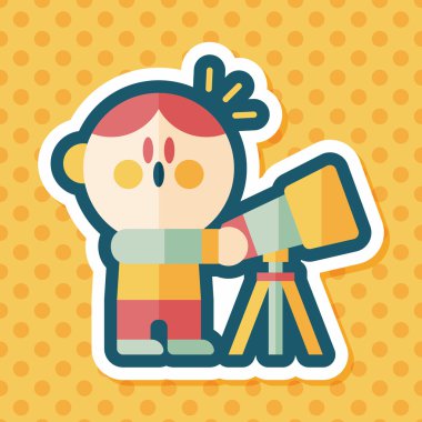 Alan çocuk ve teleskop uzun gölge, eps10 düz simgesi