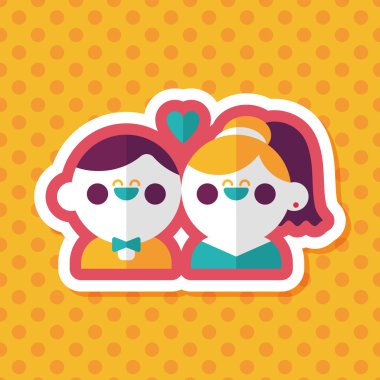 Düğün Çift düz simgesi ile uzun gölge, eps10