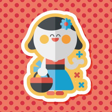 düğün çiçeği kız düz ikon, uzun gölge, eps10