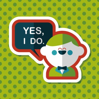 Evet düğün ben kelimeleri uzun gölge, eps ile damat düz simgesinden yapmak