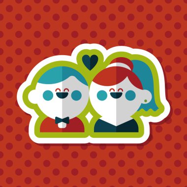 Düğün Çift düz simgesi ile uzun gölge, eps10