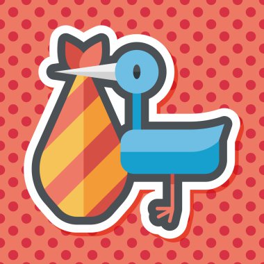 kuş ve bebek düz simgesi ile uzun gölge, eps10