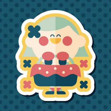 düğün çiçeği kız düz ikon, uzun gölge, eps10