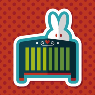 Bebek beşik yatak düz simgesiyle uzun gölge, eps10