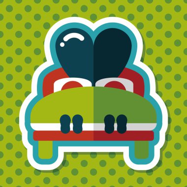 Düğün çifti yatak düz ikonu, uzun gölge, eps10