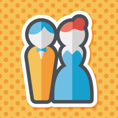 Düğün Çift düz simgesi ile uzun gölge, eps10