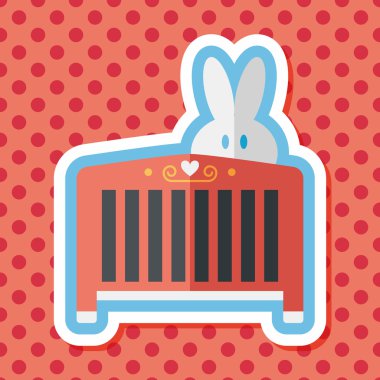 Bebek beşik yatak düz simgesiyle uzun gölge, eps10