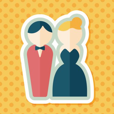 Düğün Çift düz simgesi ile uzun gölge, eps10