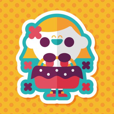 düğün çiçeği kız düz ikon, uzun gölge, eps10