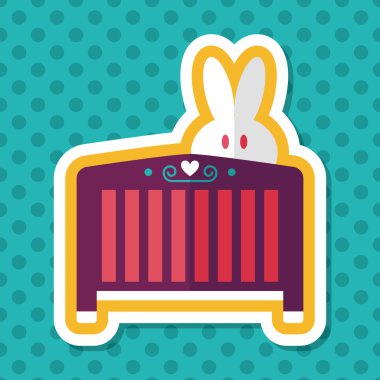 Bebek beşik yatak düz simgesiyle uzun gölge, eps10