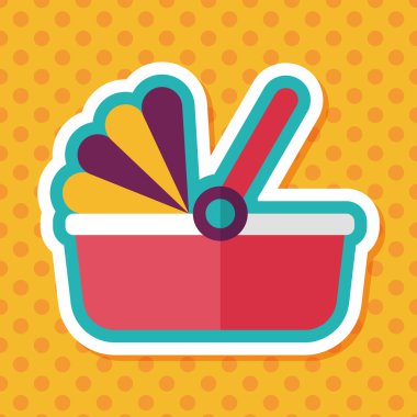 Bebek beşik yatak düz simgesiyle uzun gölge, eps10