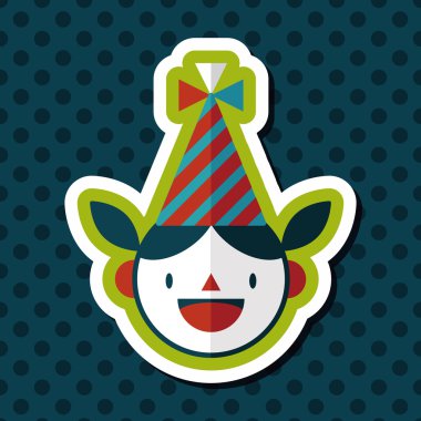 doğum günü partisi kız düz simgesiyle uzun gölge, eps10