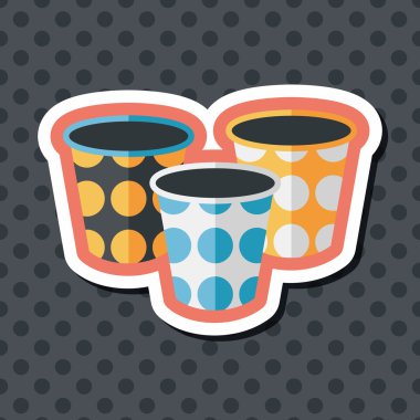 kağıt bardak düz simgesi ile uzun gölge, eps10