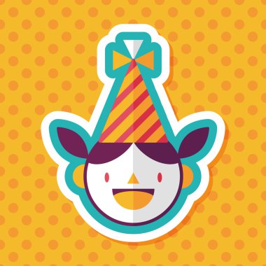 doğum günü partisi kız düz simgesiyle uzun gölge, eps10