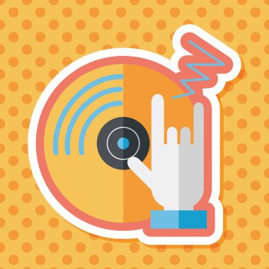 DJ müzik düz simgesi ile uzun gölge, eps10