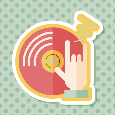 DJ müzik düz simgesi ile uzun gölge, eps10