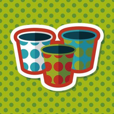 kağıt bardak düz simgesi ile uzun gölge, eps10