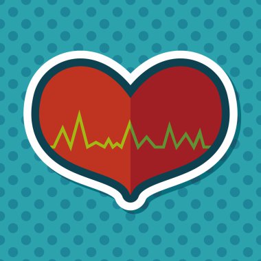 EKG kalp düz simgesi ile uzun gölge