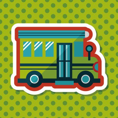 okul otobüsü düz simgesi ile uzun gölge, eps10