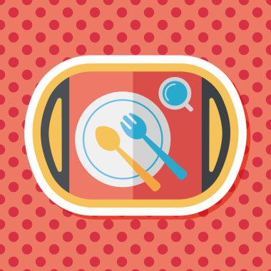 çanak ware ve çatal bıçak takımı uzun gölge düz simgesi