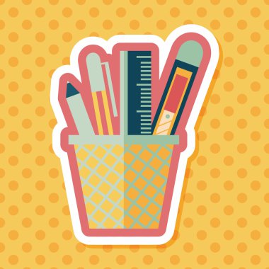 kalem tutucu düz simgesi ile uzun gölge, eps10