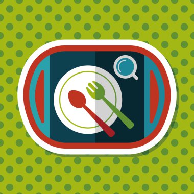 çanak ware ve çatal bıçak takımı uzun gölge düz simgesi