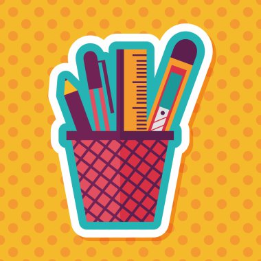 kalem tutucu düz simgesi ile uzun gölge, eps10