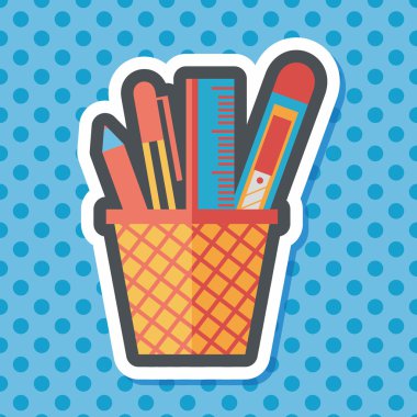 kalem tutucu düz simgesi ile uzun gölge, eps10